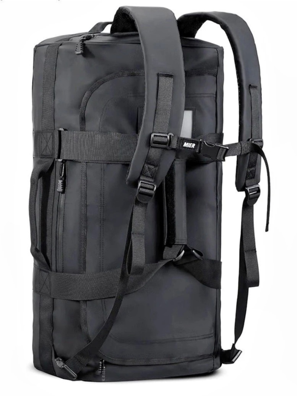 NWT-MIER Large Duffel Backpack Sports Gym Bag with Shoe Compartment Black 60L